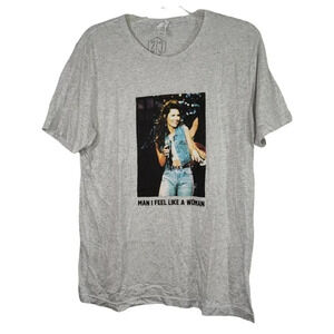 Bella Canvas Man I Feel Like A Woman Graphic T-Shirt Women Size L Short Slv Gray